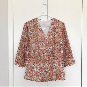 eShakti Ditsy Floral Print Georgette Wrap Top